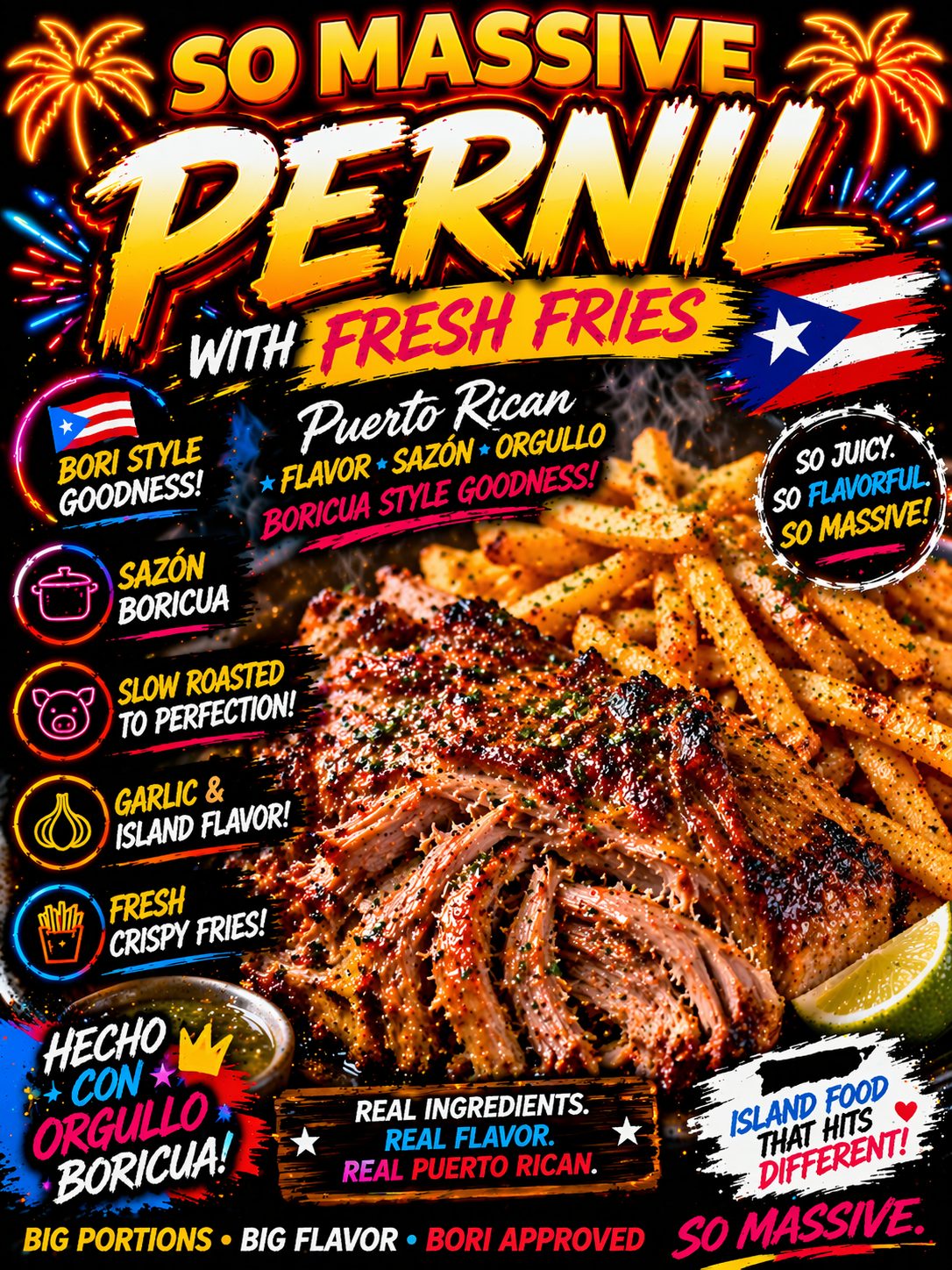 Pull Pork Pernil & Fresh Fries