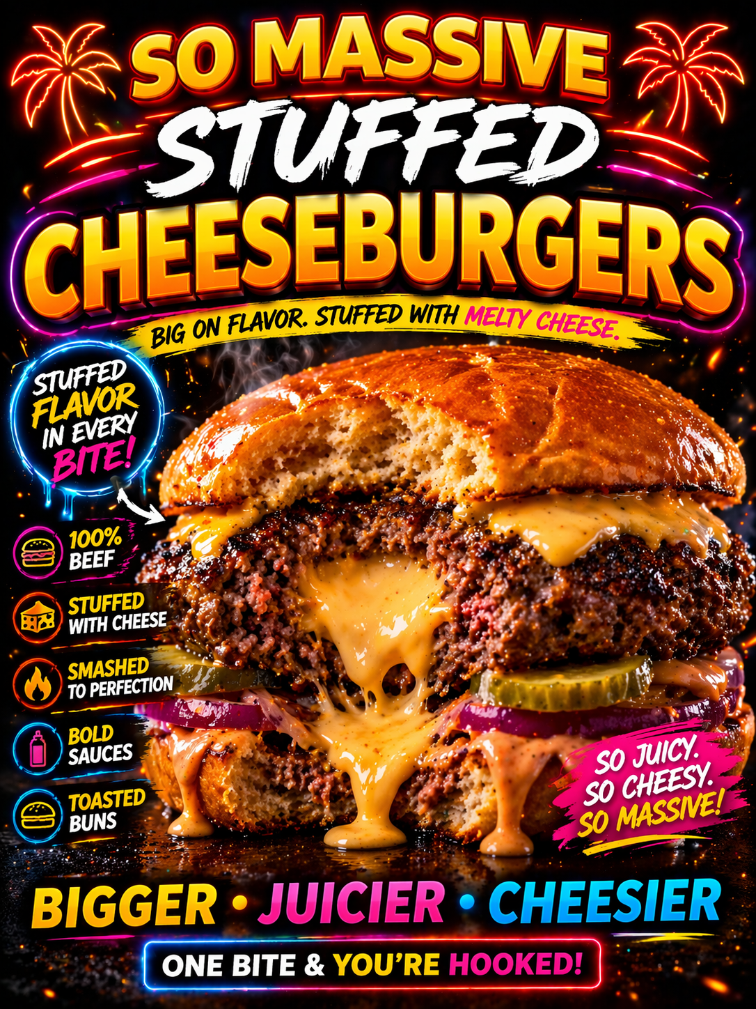 . Cheese Stuffed Burgers