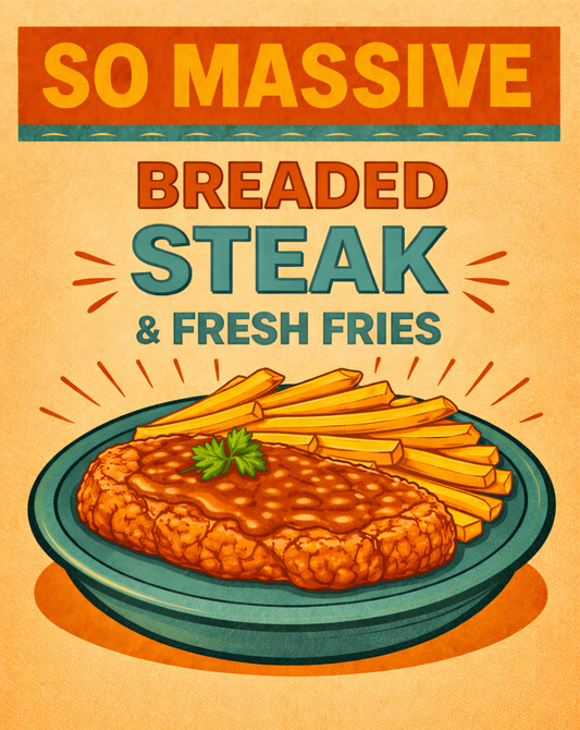 Breaded Steak, Fresh Fries