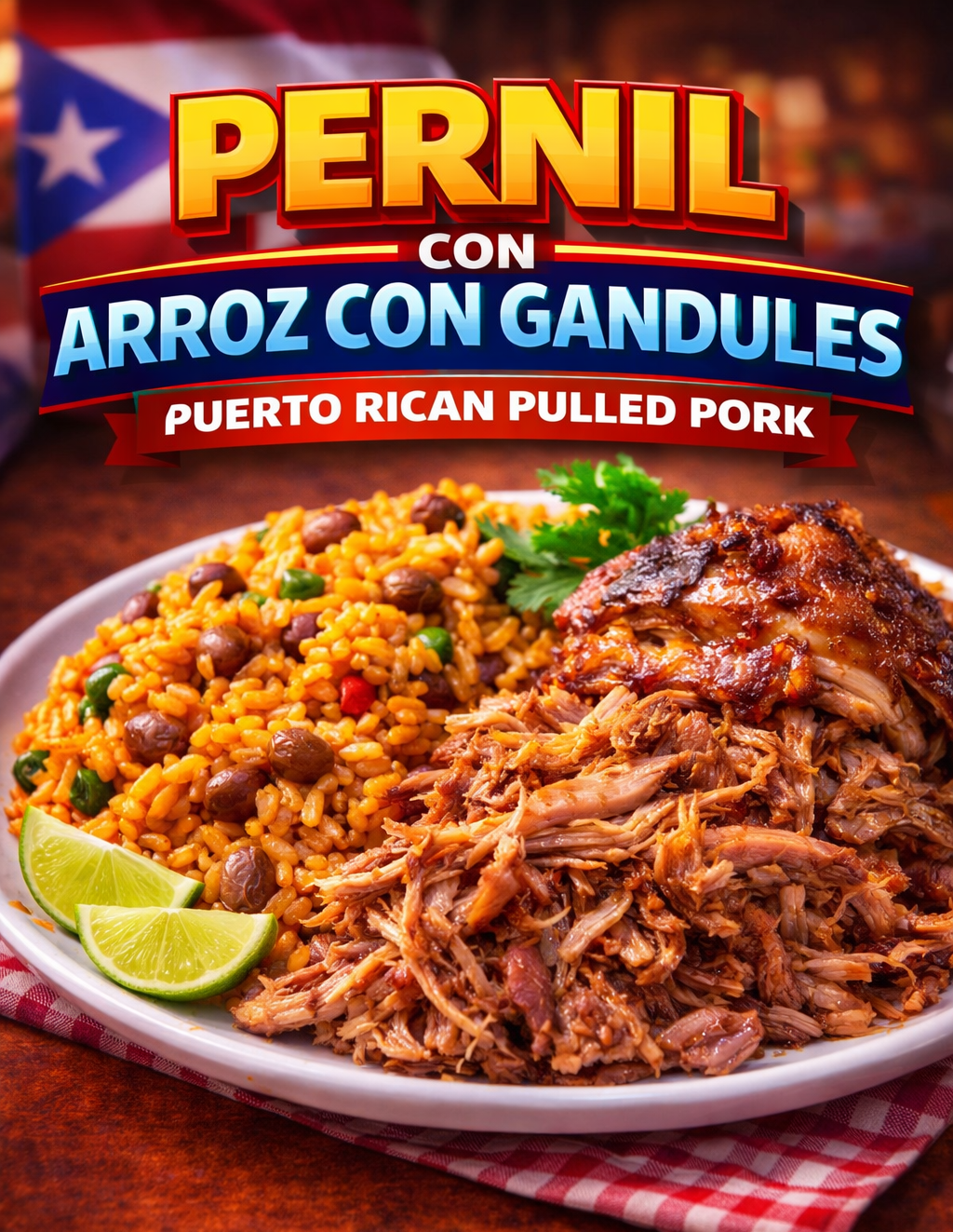 Pernil Con Arroz y Gandules